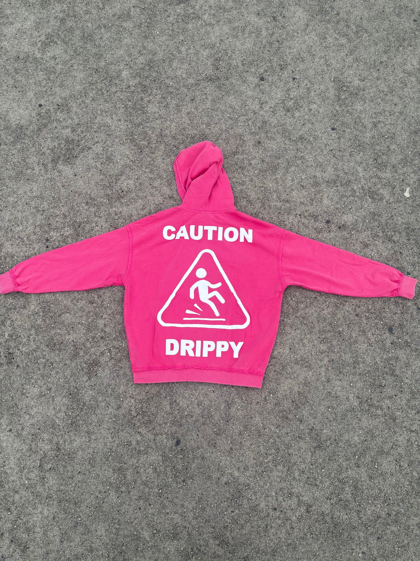 Pink Caution Drippy Hoodie (Oversized)