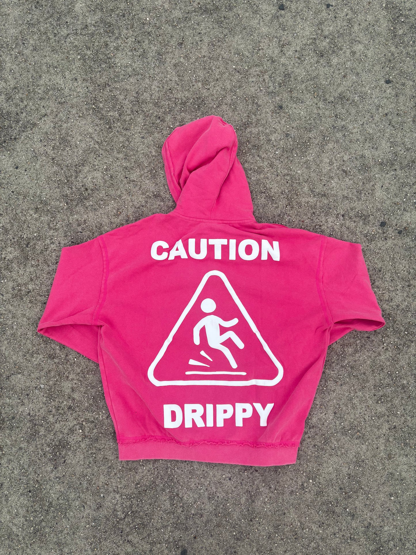 Pink Caution Drippy Hoodie (Oversized)